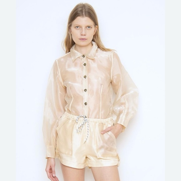Ganni Organza cargo shorts in bone. Size small - Picture 2 of 9